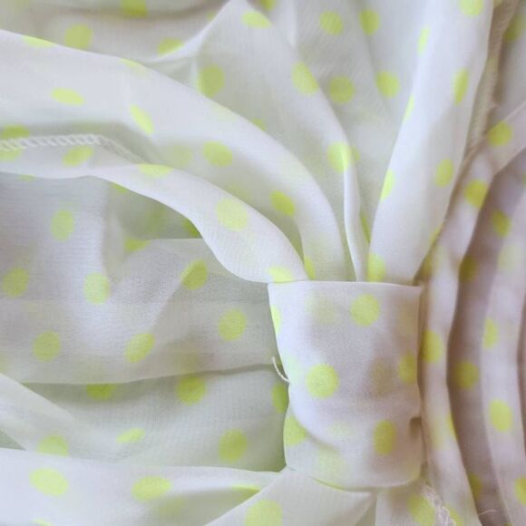 Route 66 girls M 7-8 cream neon green polka dot blouse bow tie scoop back - Picture 5 of 5